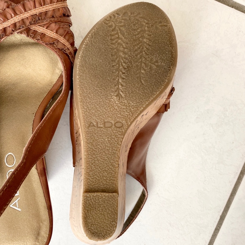 Aldo Brown Wedge Ruffle Sandals - Picture 6 of 8